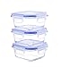 Kinetic Go Green Glassworks Elements Series 6-Piece Square Food Storage Container Set includes 3 Containers and 3 Vented Lids