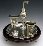 Havdalah Set Wood and Nickel Plated (4 Piece Set)