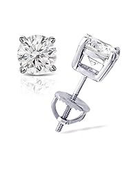 IGI Certified 0.70 cttw Round Diamond 4-Prong Stud Earrings Platinum with Screw Backs (G-H Color, I2-I3 Clarity)