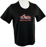 Christine Alexander Short Sleeve, Scoop Neck Black Tee, Harley Motorcycle Accented With Swarovski Crystals - Biker Babe