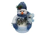 12" Snowman With Snowing Scene , Music & Light Blue/White