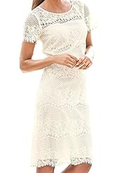 Short Sleeves Checkered Print Lace Spring Summer Winter Polyester/Spandex Midi Dress 