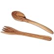 Grade A olive wood Utensils Set - Medium Spoon and Fork (21 cm or 8 inches)