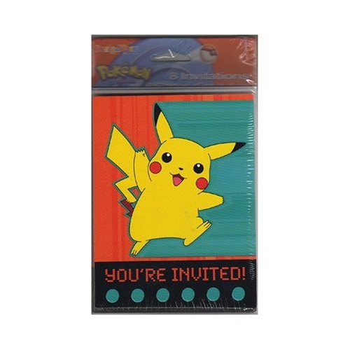 Pokemon Pikachu Party Invitations - 8 Invites & 8 Envelopes