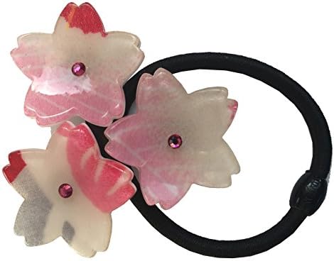 Moeni Tri Flower Handmade Japanese Ponytail Holder Hair Elastic Tie Ponies