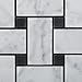 Bianco Carrara White Marble Polished Basketweave Mosaic Tile with Black Dots - 6