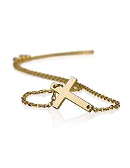 Cross Pendant Necklace-Sideways Cross Necklace 18k Gold Plated