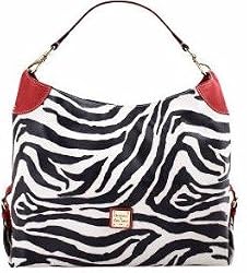 Dooney Bourke Large Zebra Sac Shoulder Bag Tote Red Trim
