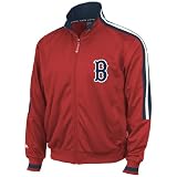 MLB Boston Red Sox 1969 Cooperstown Adult Long Sleeve Full Zip Fleece Track Jacket (Pro Scarlet/Pro Navy/Pro White, X-Large)