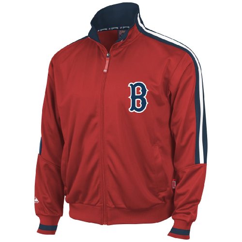 MLB Boston Red Sox 1969 Cooperstown Adult Long Sleeve Full Zip Fleece Track Jacket (Pro Scarlet/Pro Navy/Pro White, Xx-Large)