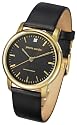 Pierre Cardin, Gents black leather strap Analogue watch, black dial with genuine diamond