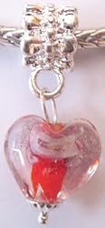 Silver Plated Charm Fits Pandora Glass Crystal & Red Heart Pendant (3)