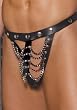 Mens Leather Pouch With Chain (Black;Men's One Size)