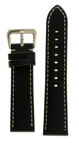 JP Leatherworks Men's M120 22mm Panerai Style Leather Black Watch Band