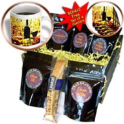 Fruit Food - Wine Bread Cheese Grapes - Coffee Gift Baskets - Coffee Gift Basket by 3dRose LLC
