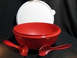 Tupperware Fix N Mix BIG Mixing Bowl New Salad Tongs RED