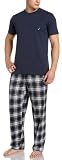 Apparel : Nautica Men's Cape Horn Tartan Plaid Pant With Short Sleeve Navy Tee Boxed Gift Set