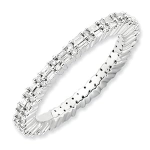 IceCarats Designer Jewelry Size 9 Sterling Silver Stackable Expressions Polished Diamond Ring