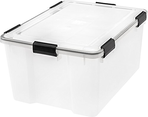 IRIS Weathertight Buckle-Up Storage Box, 62.8 QT, 4 Pack