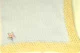Knitted on Hand Knitting Machine Blue Cotton Hand Crochet Finished with Beige Chenille Infant Boys Large Blanket Size 32 By 45 Inches Trimmed with Star American Flag