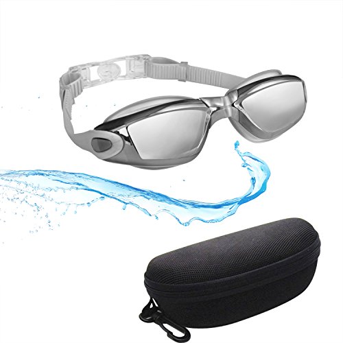 iORCA Adult Swim Goggles for Men and Women with Anti-Fog, Anti-Shatter Swimming Lenses - Includes a FREE Premium Protective EVA Zipper Case - Compare to Speedo, Aqua Sphere - Get the Best and Most Comfortable Swim Goggles! (Silver)