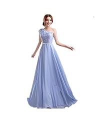 Beaded Lace-Up Floor Length One Shoulder Chiffon Evening Dress/Bridesmaid Dress/Wedding Party Dress 