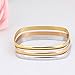 Stainless Steel Tri-color Set of 3 Silver/Rose Gold/Gold-Tone Square Design Bangle Bracelets for Women