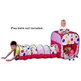 Easy Twist Polka Dot Rectangular Play Tent House /w Tunnel: 2 Piece