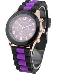 Womens Silicone Band Jelly Gel Quartz Wrist Watch Purple
