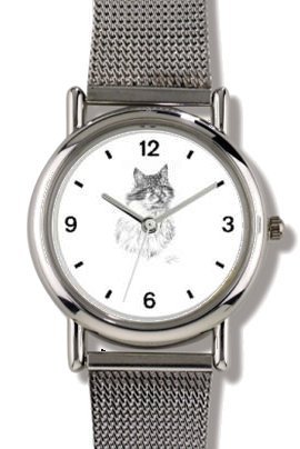CAT (MS) - WATCHBUDDY® ELITE Chrome-Plated Metal Alloy Watch with Metal Mesh Strap - Large Size (Men's or Jumbo Women's Size)