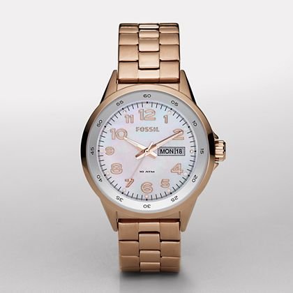 Fossil Women's AM4334 Maddox Rose Gold Mother-of-Pearl Dial Watch