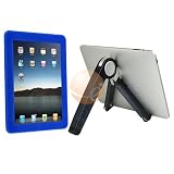 Stand Adjustable Holder + Dark Blue Silicone Skin Case for Apple iPad 16GB / 32GB / 64GB