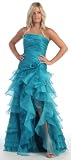 Ball Gown Formal Prom Strapless Layered Ruffle Dress #2770