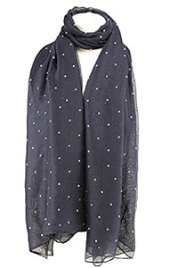 Beautiful Dark Navy Blue Stone Studded Large Oversized Maxi Soft Shawl Scarf Hijab Sarong Wrap