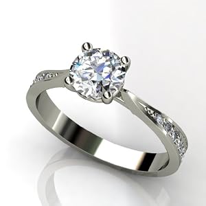 1.25 CARAT ROUND DIAMOND SOLITAIRE RINGS 14k WHITE GOLD - Design: Amzpr-06860 (RING SIZE: 5)
