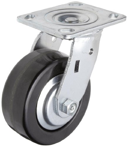 RWM Casters 46 Series Plate Caster, Swivel, Thread Guard, Phenolic Wheel, Roller Bearing, 1000 lbs Capacity, 5" Wheel Dia, 2" Wheel Width, 6-1/2" Mount Height, 4-1/2" Plate Length, 4" Plate Width