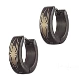 Stainless Steel Black Spider Earrings by Pugster