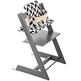 ストッケ トリップトラップ チェアセット チェア:ストームグレー ベビーセット:ナチュラル クッション:ブラックシェブロン 【3個口】