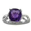 .01 CT 10MM CHECKERCUT AMETHYST WHITE GOLD LADIES RING