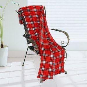 [Trendy Plaids - Red/White/Black] Soft Coral Fleece Throw Blanket (71 by 79 inches)