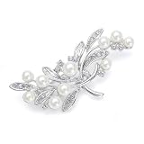Mariell ~ Pearl Bridal Brooch with Cubic Zirconia Leaves Mariell ~ Pearl Bridal Brooch with Cubic Zirconia Leaves