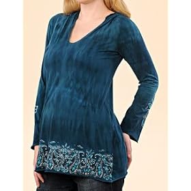 Buy A Pea in the Pod: Green Dragon Pink Lotus Long Sleeve V-neck Hooded Maternity Tunic by Green Dragon Pink Lotus