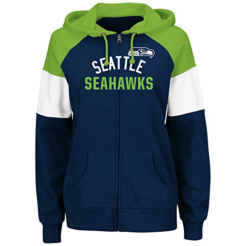 Seattle Seahawks Women's Hot Route Navy Zip Up Hooded Sweatshirt