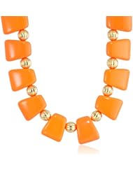 Kenneth Jay Lane Carved Polished Gold Bead and Coral Resin Drops Necklace, 16"