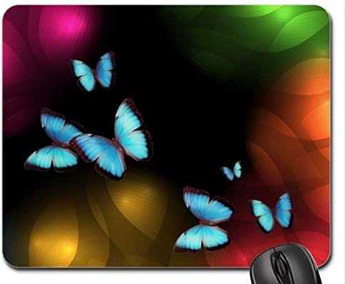 Blue Butterflies Glowing Bright Mouse Pad, Mousepad (Butterflies Mouse Pad)