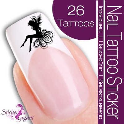 Nail Tattoo Sticker Feen / Elfen - schwarz Preisvergleich