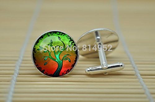 Pretty Lee Tree Of Life Jewelry Tree Of Life Cufflinks In Silver Glass Cabochon Cuff Links C1044