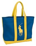 Polo Ralph Lauren - Polo Ralph Lauren Bright Blue And Yellow Canvas Large Zippered Tote Bag 659PPTZP-WBLU