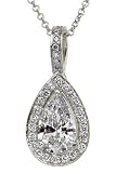 18k White Gold Pear Cut Diamond Pendant (GIA Certified 1.01 ct center, 1.28 cttw, G Color, VS2 Clarity), 16