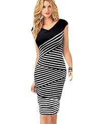 Striped Print Polyester Summer  Dress